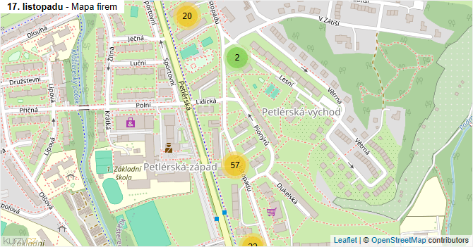 17. listopadu - mapa firem