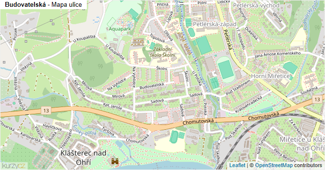Budovatelská - mapa ulice