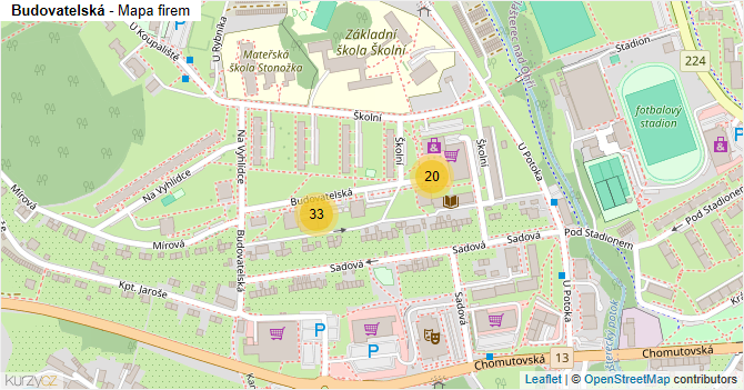 Budovatelská - mapa firem
