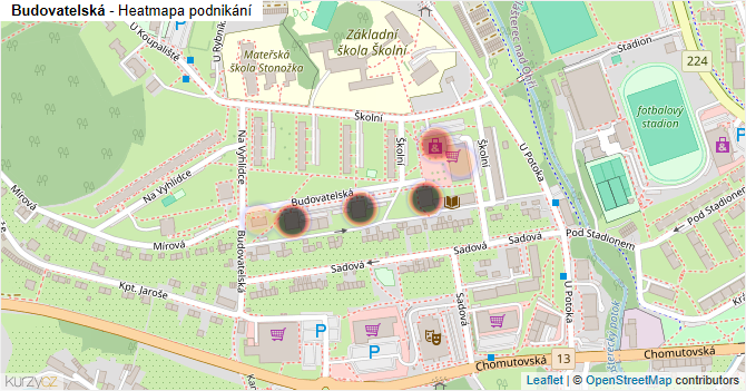 Budovatelská - mapa podnikání