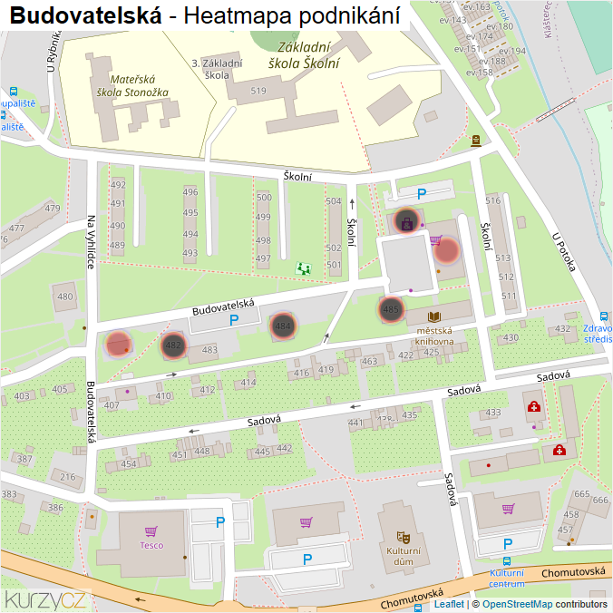 Mapa Budovatelská - Firmy v ulici.