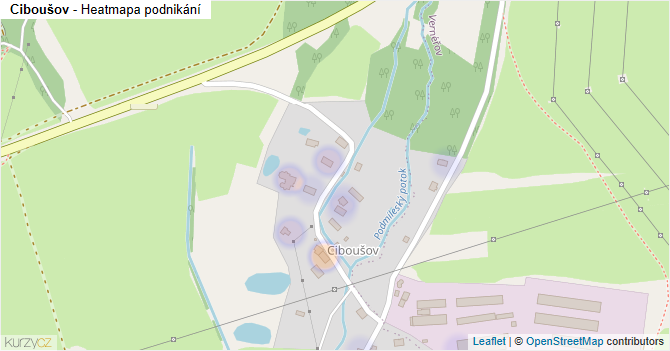 Ciboušov - mapa podnikání