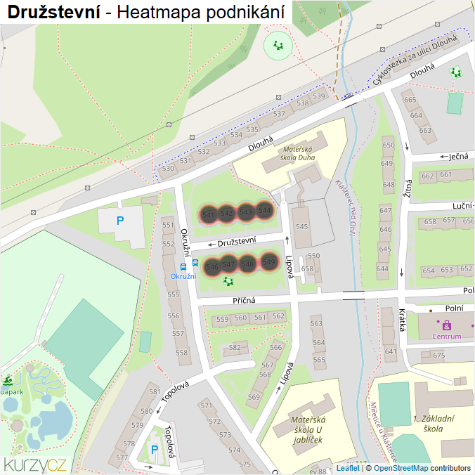 Mapa Družstevní - Firmy v ulici.