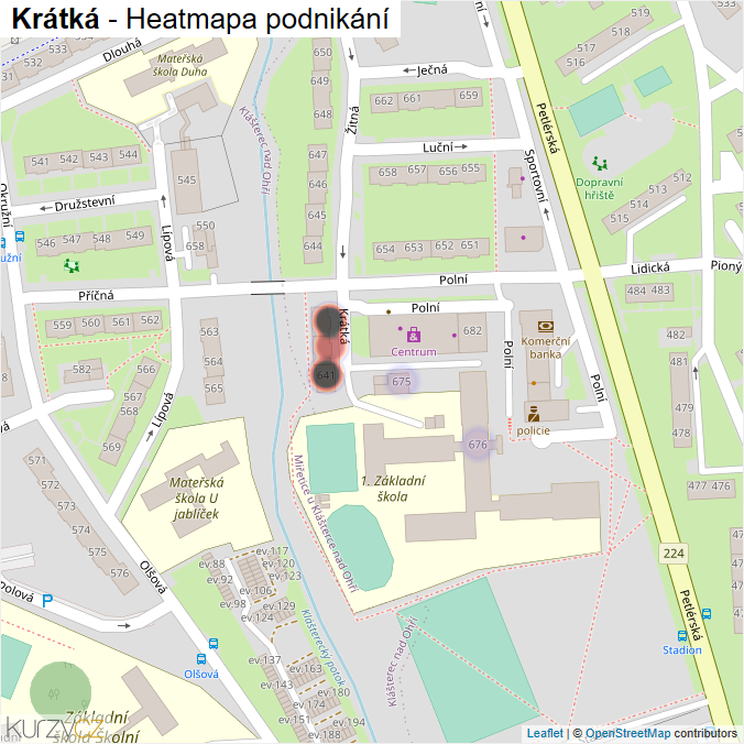 Mapa Krátká - Firmy v ulici.