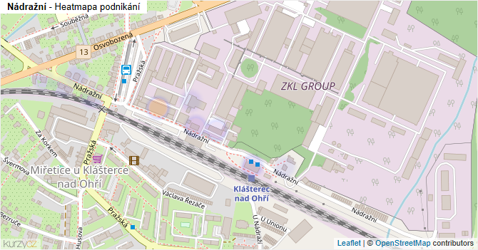 Nádražní - mapa podnikání