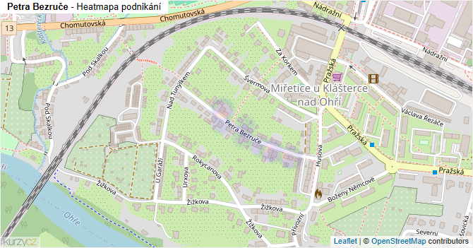 Petra Bezruče - mapa podnikání