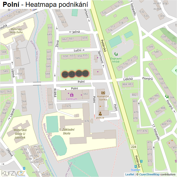 Mapa Polní - Firmy v ulici.