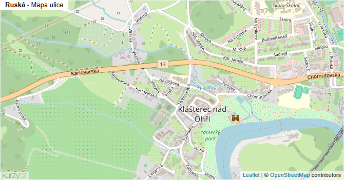 Ruská - mapa ulice
