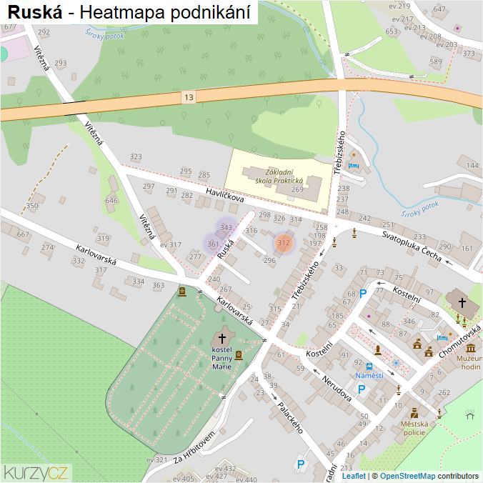 Mapa Ruská - Firmy v ulici.