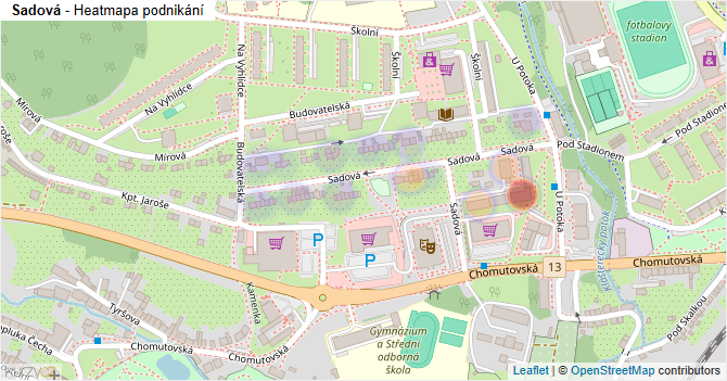 Sadová - mapa podnikání