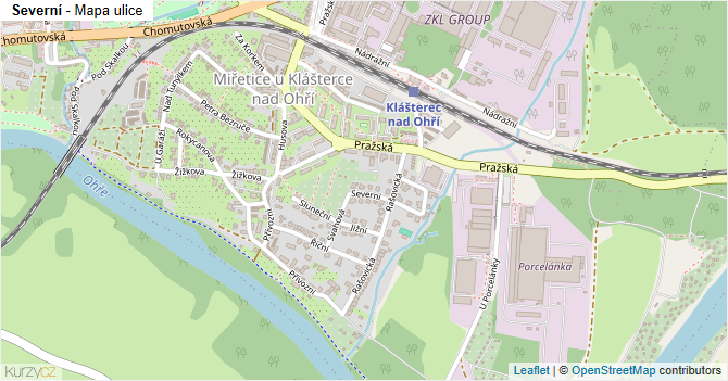 Severní - mapa ulice