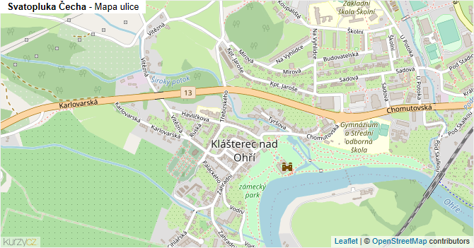 Svatopluka Čecha - mapa ulice