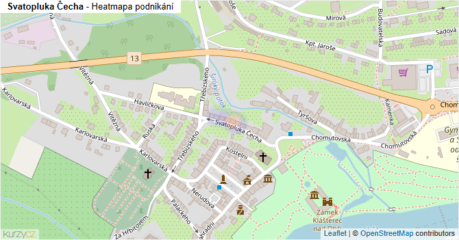 Svatopluka Čecha - mapa podnikání