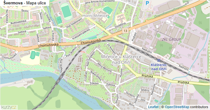 Švermova - mapa ulice
