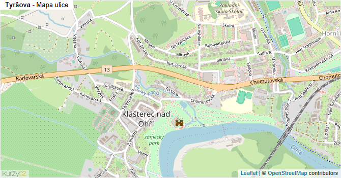 Tyršova - mapa ulice