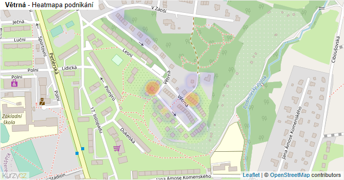 Větrná - mapa podnikání