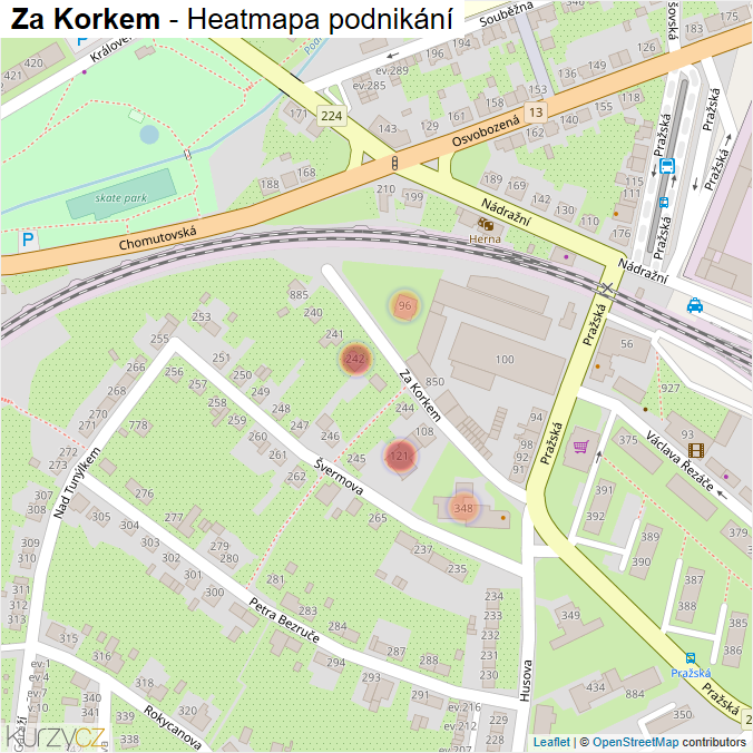 Mapa Za Korkem - Firmy v ulici.
