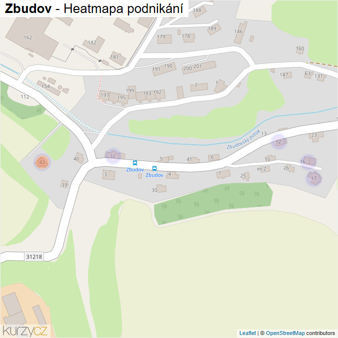 Mapa Zbudov - Firmy v části obce.