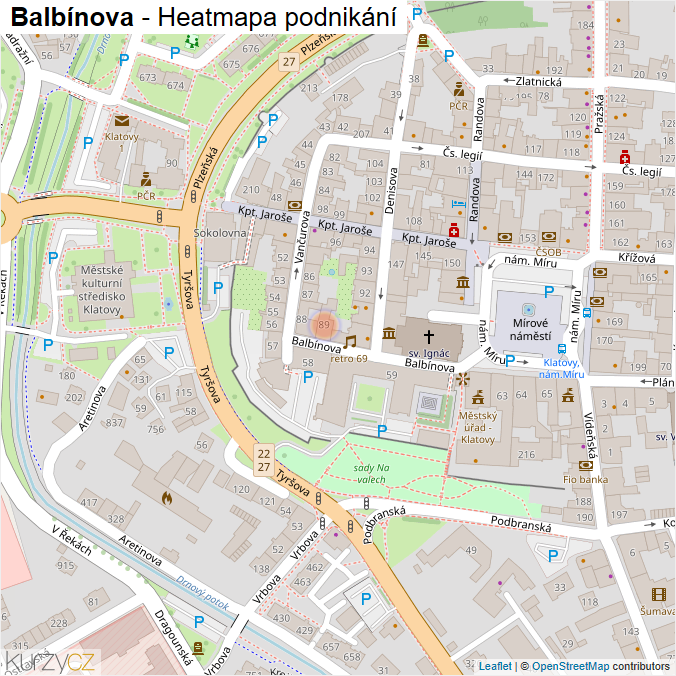 Mapa Balbínova - Firmy v ulici.