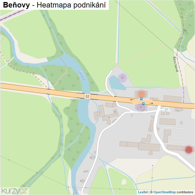 Mapa Beňovy - Firmy v části obce.