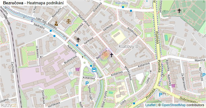 Bezručova - mapa podnikání