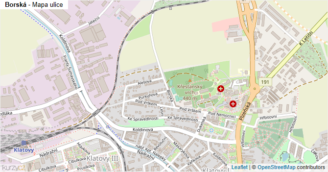 Borská - mapa ulice