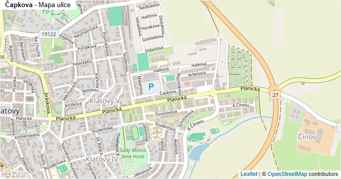 Čapkova - mapa ulice