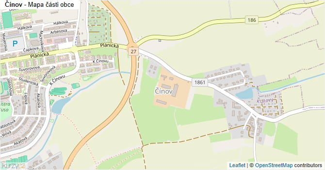 Čínov - mapa části obce