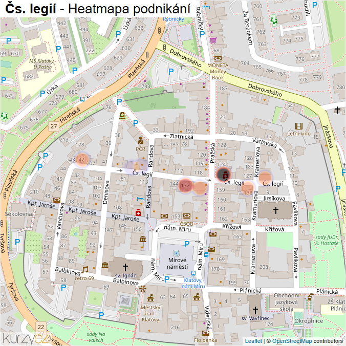 Mapa Čs. legií - Firmy v ulici.