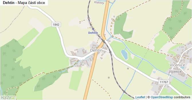 Dehtín - mapa části obce