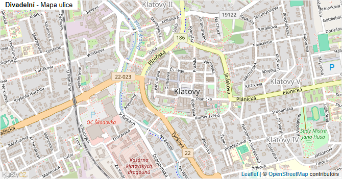 Divadelní - mapa ulice