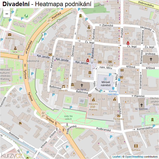 Mapa Divadelní - Firmy v ulici.