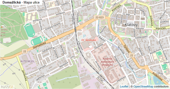 Domažlická - mapa ulice