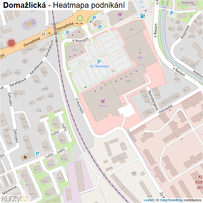 Mapa Domažlická - Firmy v ulici.