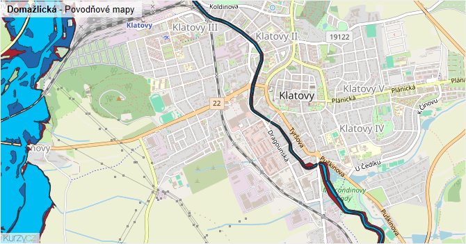Domažlická - záplavové mapy stoleté vody