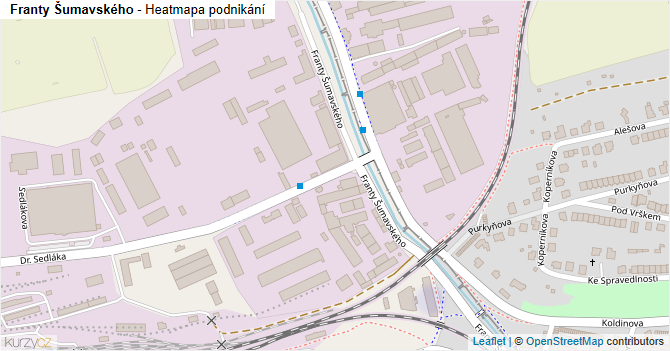 Franty Šumavského - mapa podnikání