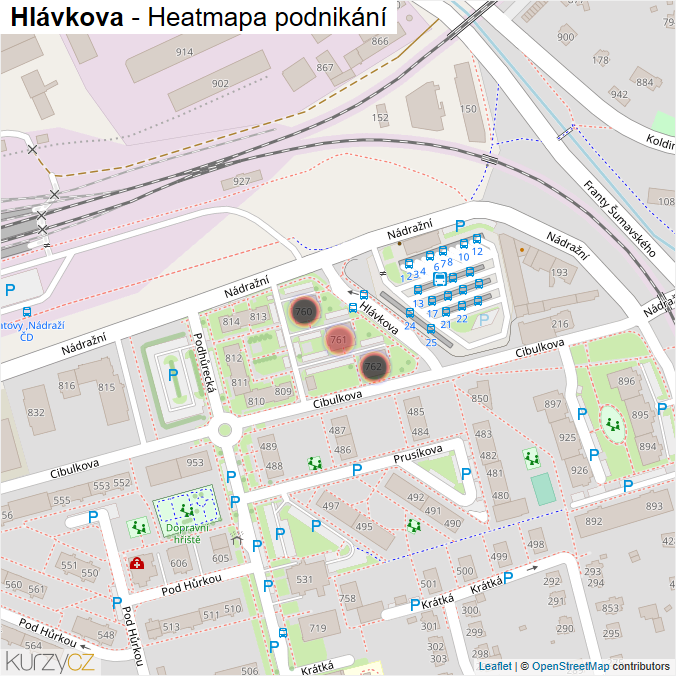 Mapa Hlávkova - Firmy v ulici.