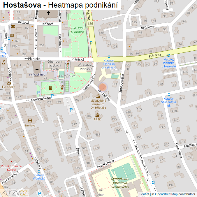 Mapa Hostašova - Firmy v ulici.
