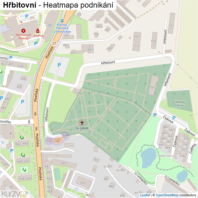 Mapa Hřbitovní - Firmy v ulici.