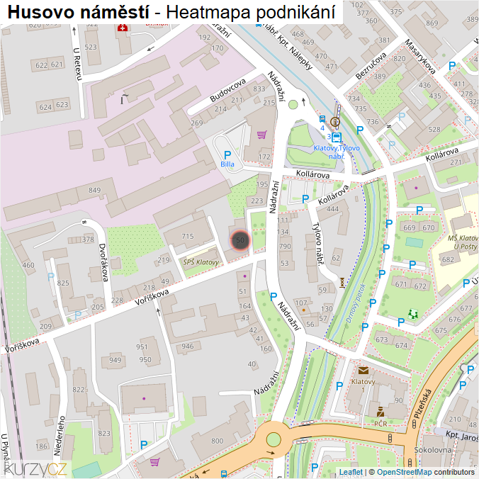 Mapa Husovo náměstí - Firmy v ulici.