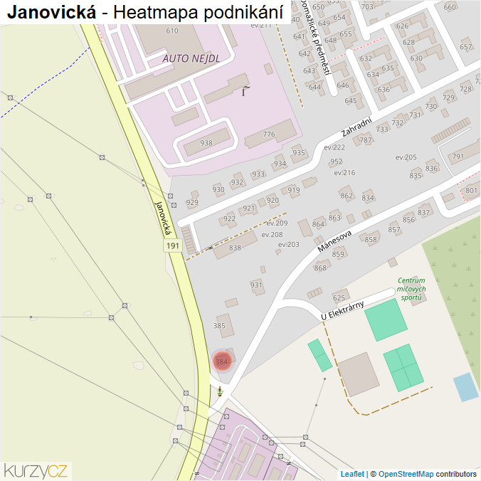 Mapa Janovická - Firmy v ulici.