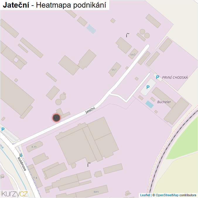 Mapa Jateční - Firmy v ulici.