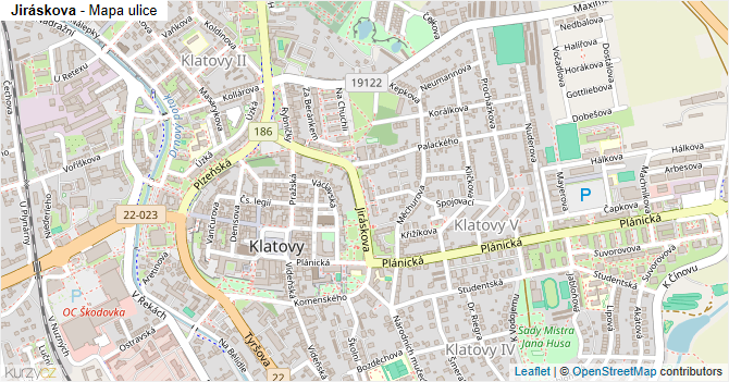 Jiráskova - mapa ulice