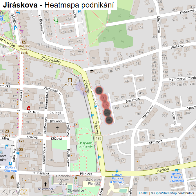 Mapa Jiráskova - Firmy v ulici.