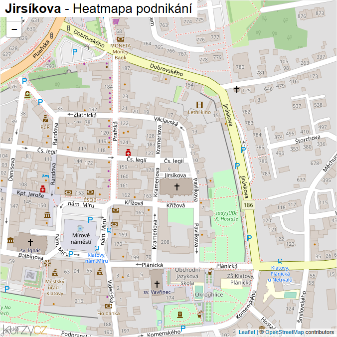 Mapa Jirsíkova - Firmy v ulici.