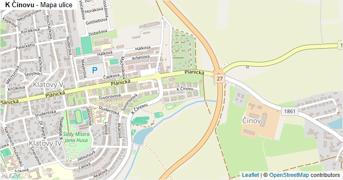 K Čínovu - mapa ulice