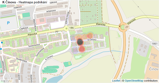 K Čínovu - mapa podnikání