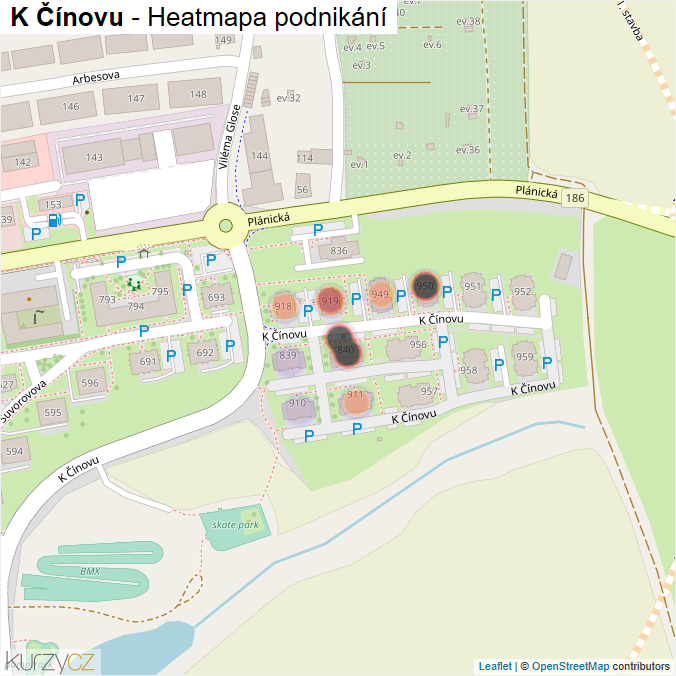 Mapa K Čínovu - Firmy v ulici.