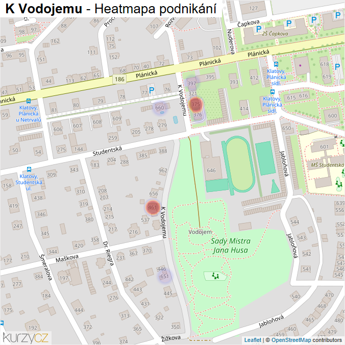 Mapa K Vodojemu - Firmy v ulici.