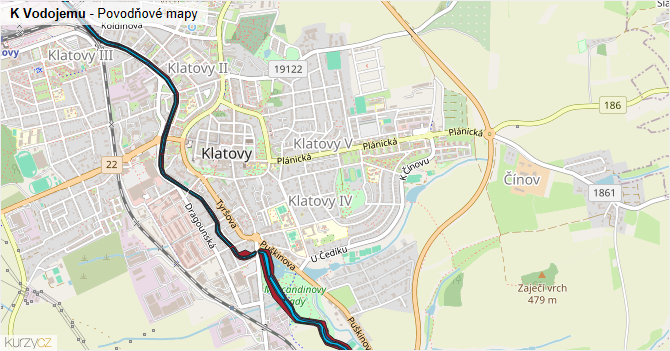 K Vodojemu - záplavové mapy stoleté vody